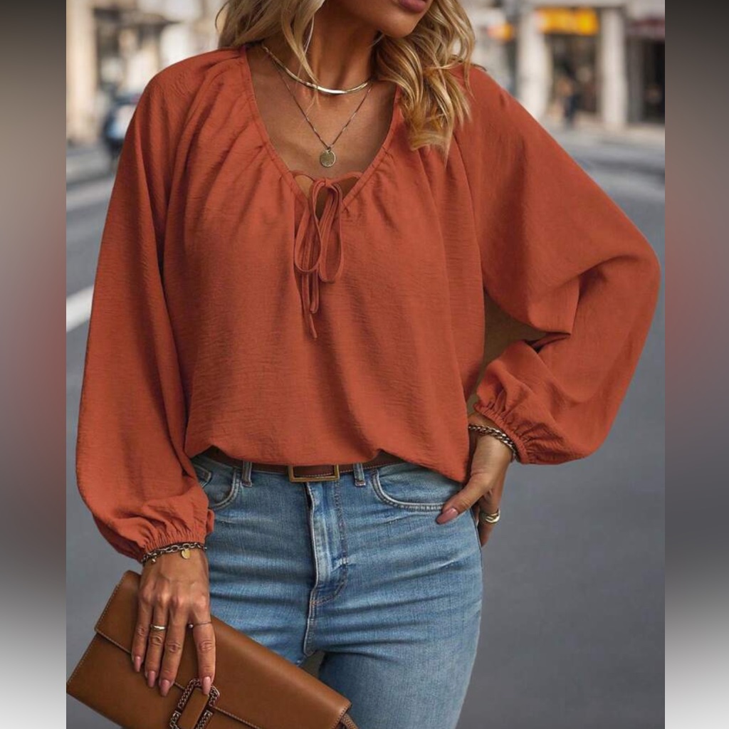 Elegant Rust Brown Women's Blouse